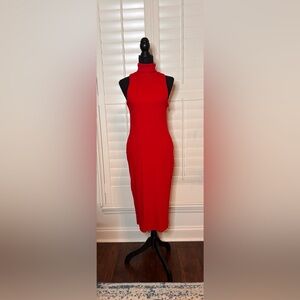 Zara red turtleneck dress midi size large